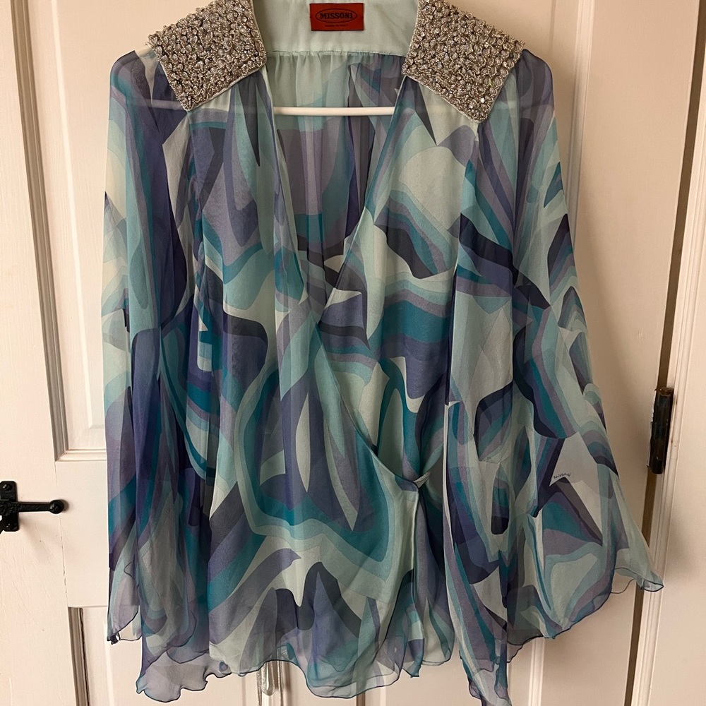 Mission Italian silk dress blouse top